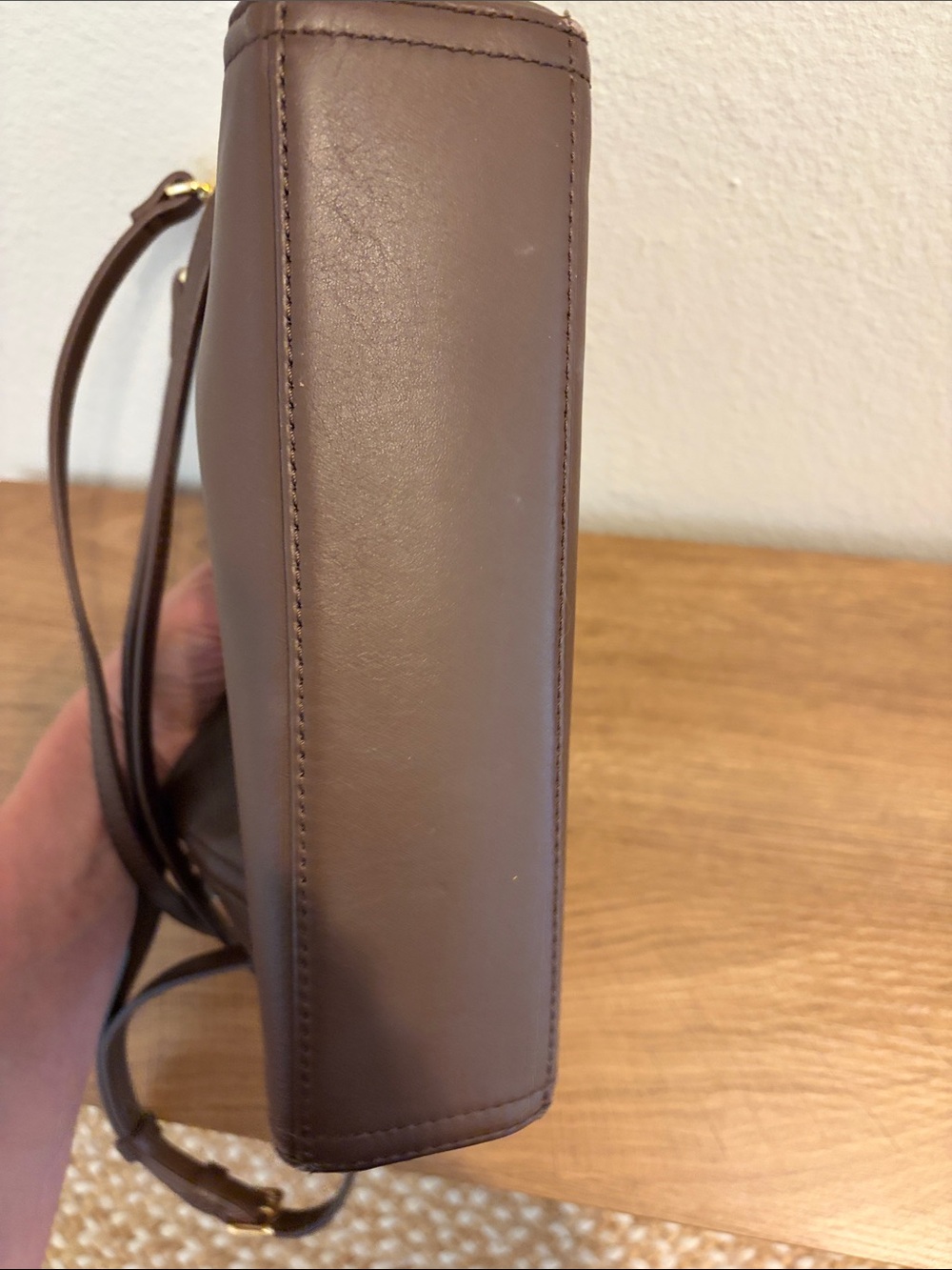 Quince Brown Leather Crossbody with Gold Hardware - Picture 5 of 9